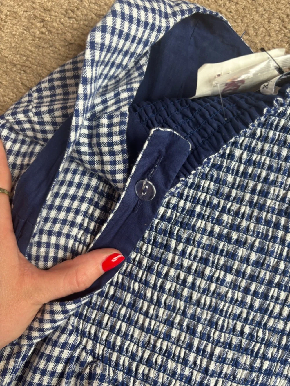 Blue and White Gingham Maxi Dress (if not sold donating on 4/25) - Picture 4 of 4